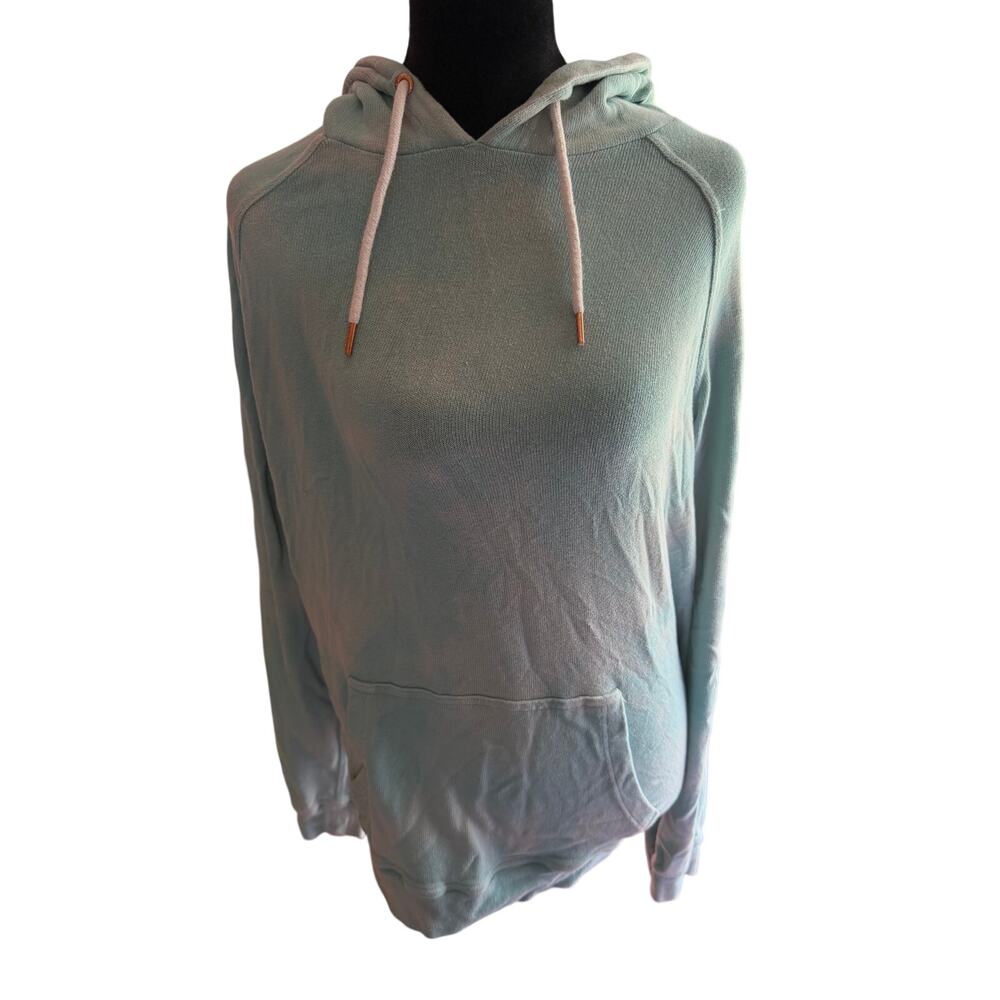Volcom Womens L Lived In Lounge Hoodie Mint Green Raglan Pullover Flaw Hole
